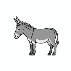 Obraz premium Gray Donkey Cartoon Illustration