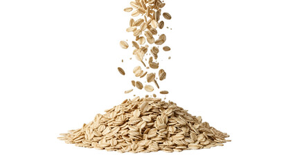 Oats falling into a pile on black background grains
