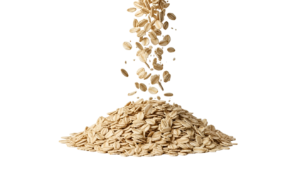Oats falling into a pile on black background grains
