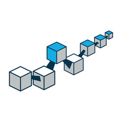 Obraz premium 3D blue cube structure on white background