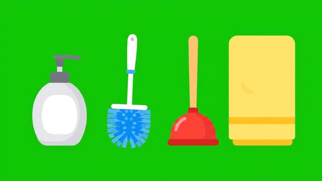 Assorted Household Cleaning Tools and Accessories Displayed Together for Everyday Chores.