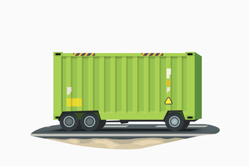 a cartoon cargo container delivering by road