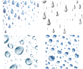 Water drops rain droplets condensation moisture set