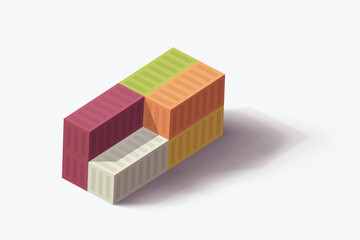 a shipping containers stacked in isometric style
