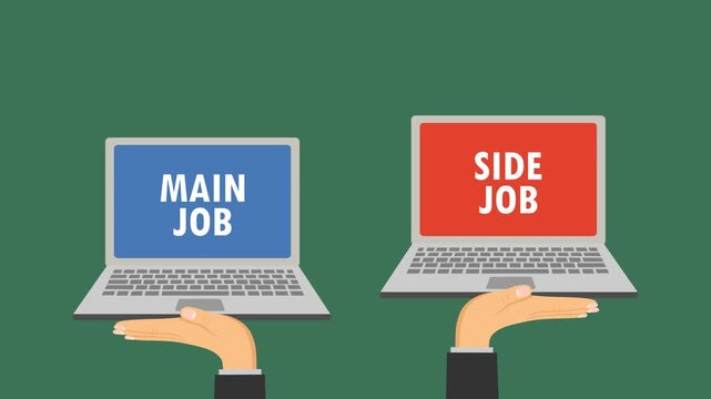 side job and main job video animation flat concept