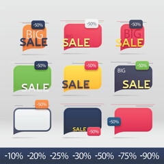 sale discount offer colorful labels in set