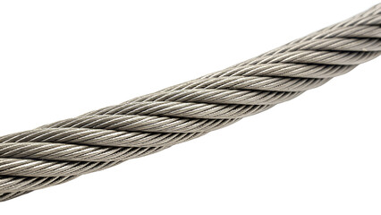 Strong steel wire rope or metal cable for industrial isolated on transparent background