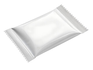 Blank White Glossy Snack Pouch isolated on transparent background