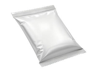 Blank White Glossy Snack Pouch isolated on transparent background