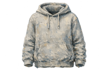 Gray Artistic Hoodie, isolated on transparent background for design use.