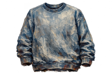 Painted Blue Crewneck Sweatshirt on a transparent background for product