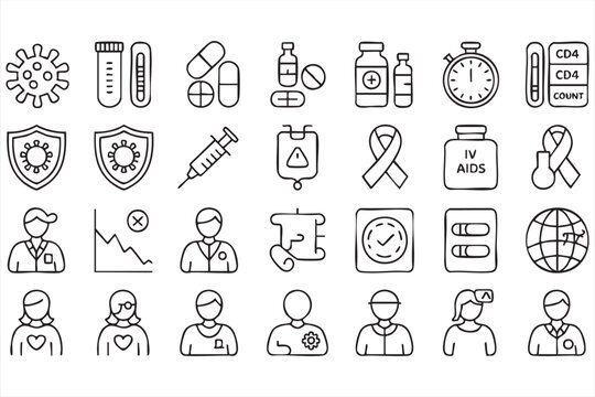 AIDS Treatment Icons for Laboratory Systems, Diagnostic Platforms