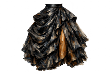Ruffled skirt artwork on transparent background for creative design.