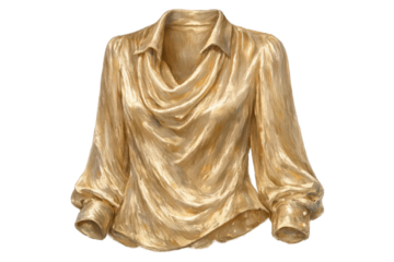 Elegant Golden Blouse on a transparent background, fashion and style.
