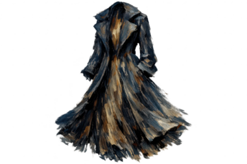 Painted artistic coat illustration on transparent background canvas