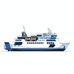 Fototapeta premium Modern Ferry Boat on White Background