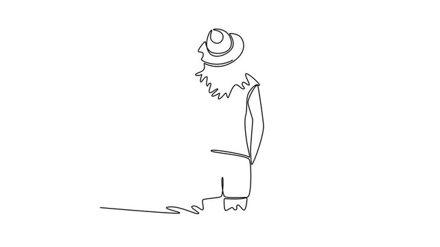 Personalized tours. A tourist woman. Personal Touch concept. Single line draw design. Full length animation illustration. High quality 4k footage