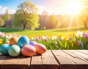 easter eggs on a wooden table