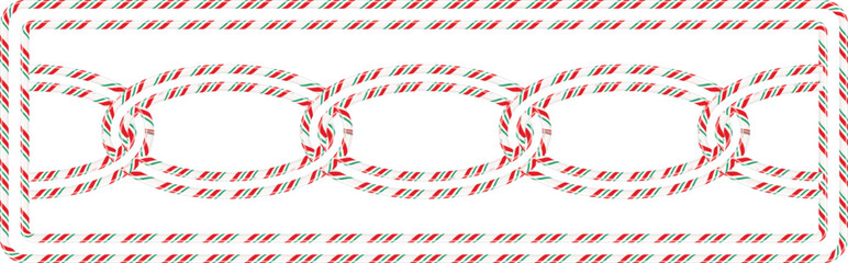 Festive candy cane patterned border with interlocking oval chain design
