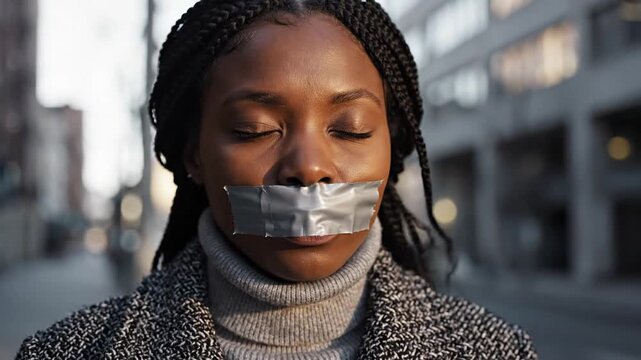 Woman Silenced: A Visual Exploration of Censorship and Suppression.