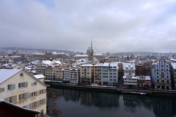 Courtyard named Lindenhof at the old town of Swiss city of Z&uuml;rich on a winter day. Photo taken January 11th, 2026, Zurich, Switzerland.