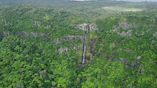 Aerial Views of Waterfalls in Black River Gorges National Park, Curepipe, Mauritius