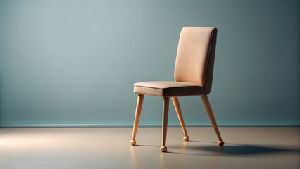 	A chair walking away on tiny legs, playful visual humor