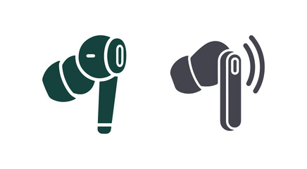 wireless earphones showcasing a chic design glyph icon vector.  wireless earphones showcasing a chic design sign.  isolated symbol illustration