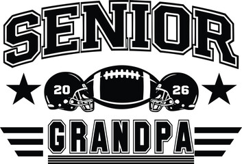 Senior Grandpa Football 2026 Sports Emblem Vector