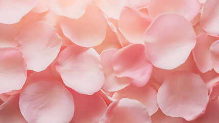 Pink rose petals spread out on a flat surface creating a smooth and colorful pattern during daylight