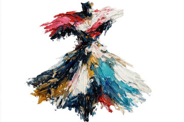 Oil Painting of a Dress on transparent background: Impasto Artwork Style