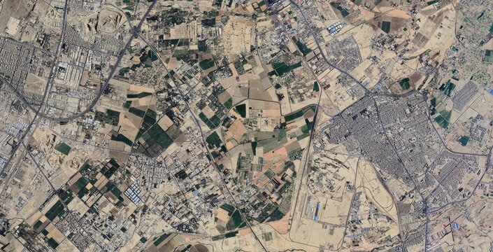 Satellite view of Tehran city infrastructure and urban landscape in Iran