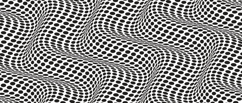 Abstract optical illusion. Hypnotic tunnel with black and white squares. Vector illustration.