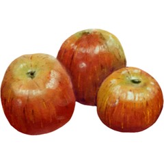 Realistic Watercolor Painting of Three Auspicious Red Apples