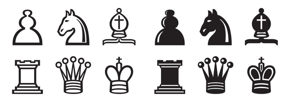 chess icon set white and black