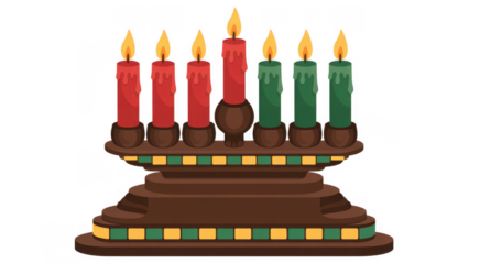 Kwanzaa Kinara with Seven Candles african american isolated on a transparent background