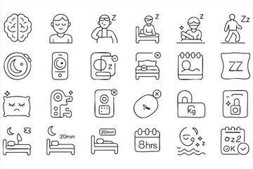 Insomnia and Rest Icons for Sleep Therapy Software, Mobile UI