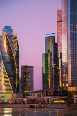 Fototapeta premium High-rise buildings of the Moscow City business center on the banks of the Moskva River.