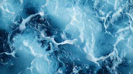 Close-up of blue water texture with bubbles and ripples