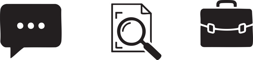 Fototapeta premium Briefcase Chat Search and Professional Communication Icons