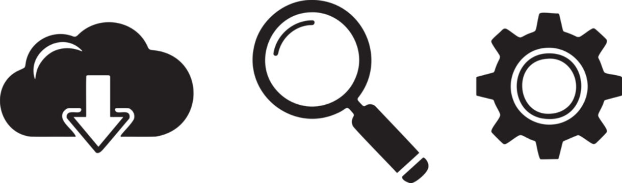 Cloud Data Search and System Settings Icon Set