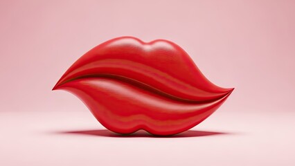 Artistic Red Lips Sculpture, Creative Design, Studio Environment, 3D Model, Contemporary Aesthetic
