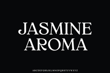Obraz premium Elegant beautiful serif alphabet display font vector for logo branding. Jasmine aroma typeface