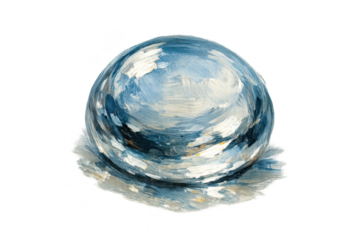 Painted Sphere Reflecting Sky on a transparent background design artwork