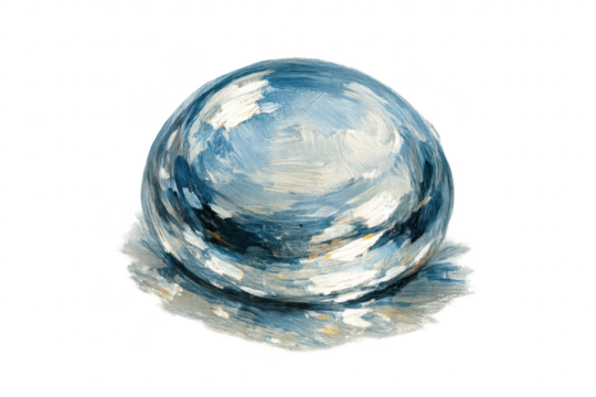 Painted Sphere Reflecting Sky on a transparent background design artwork - Powered by Adobe