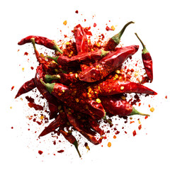 Crushed red chili pepper Isolated on transparent background
