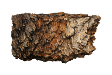 Detailed bark texture, brown and tan, on a transparent background image.