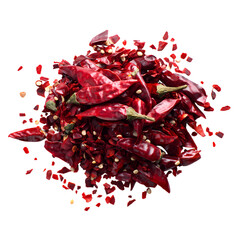 Crushed red chili pepper Isolated on transparent background
