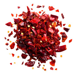 Crushed red chili pepper Isolated on transparent background