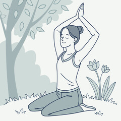 Woman practicing yoga in nature